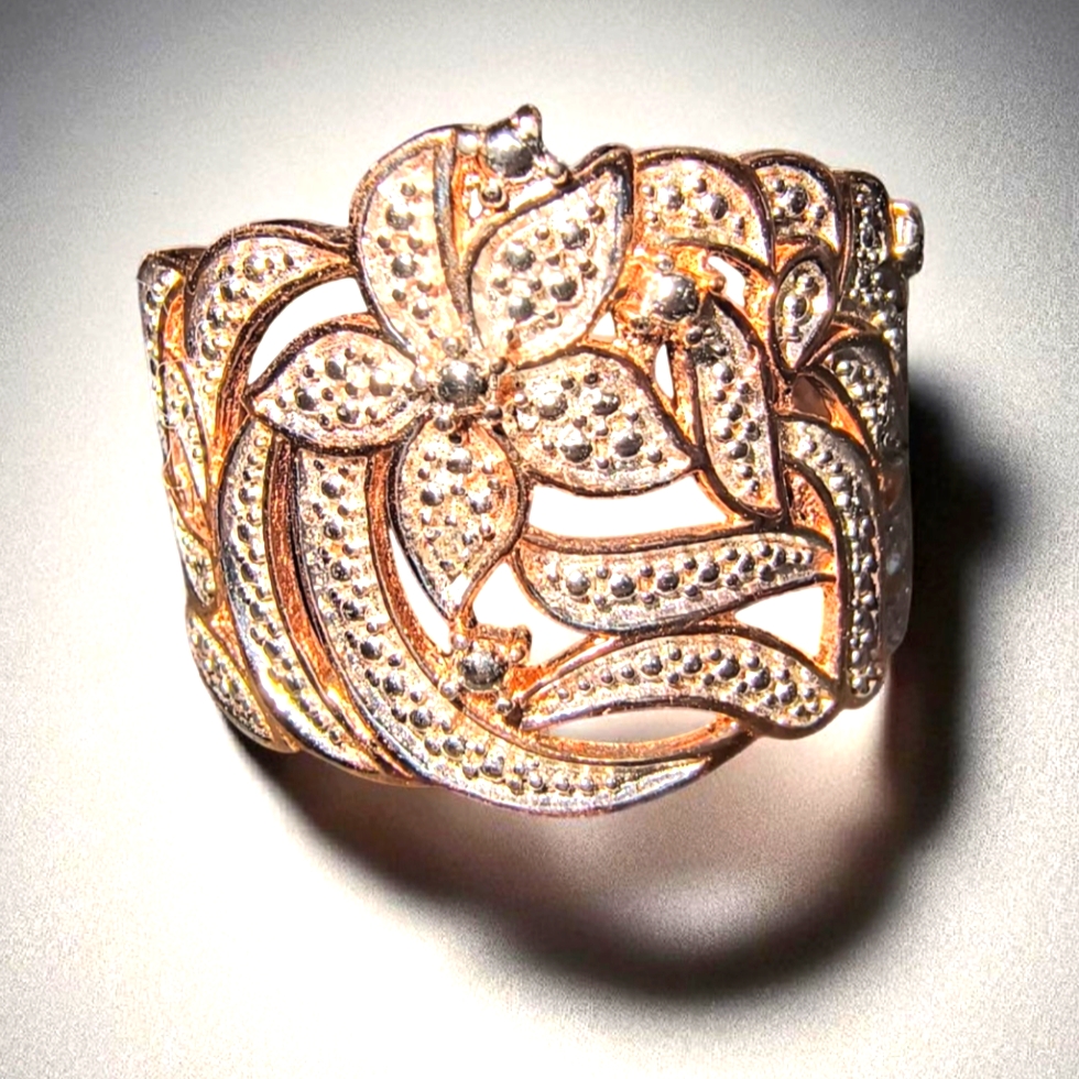 Djoy Rose Gold Over Sterling Silver Floral Design Sparkle Ring 37$